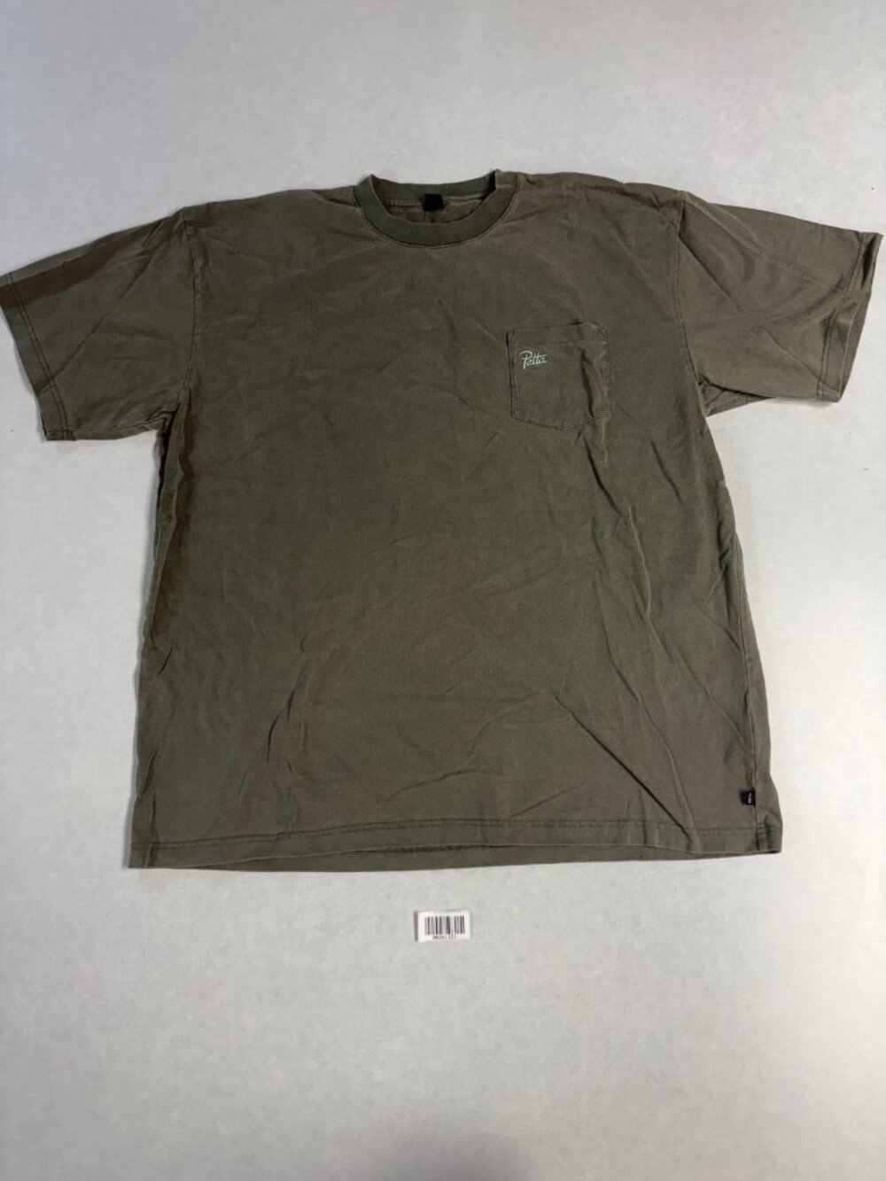 Patta Mens Crew Neck Basic Washed Grey Pocket T-Shirt Size XXL